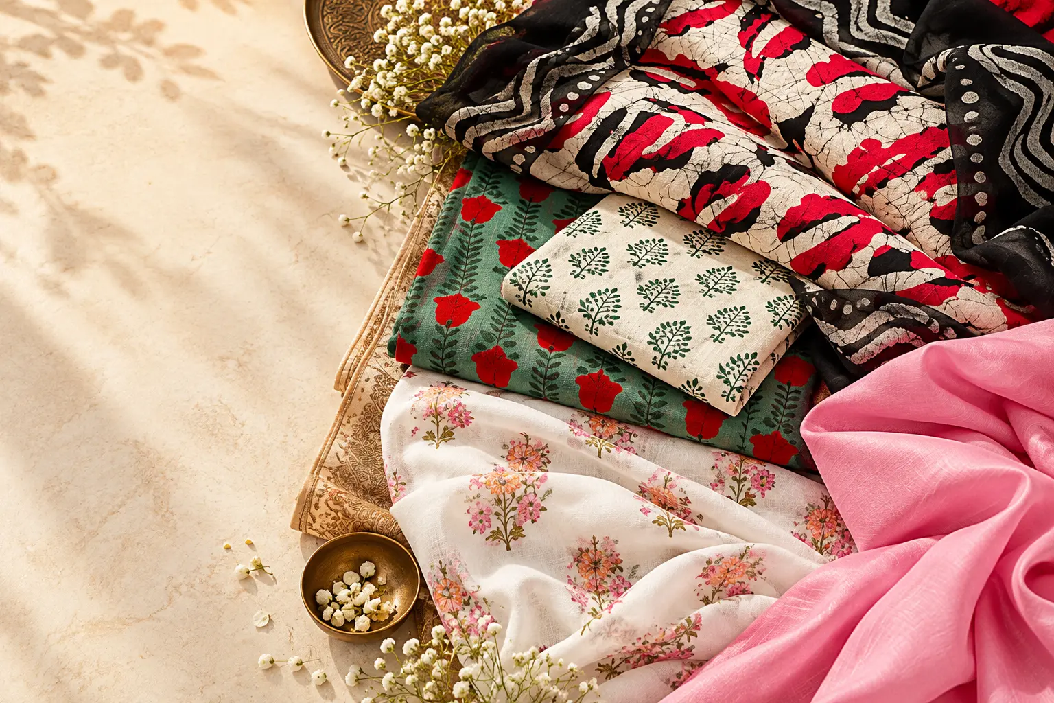 A bright selection of striped fabrics in multiple colours