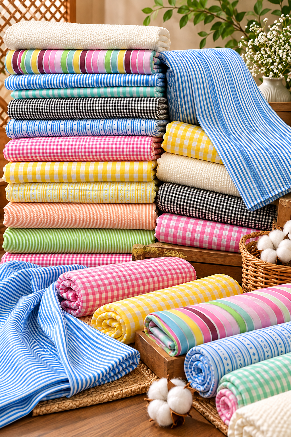 Striped fabrics in beautiful colours
